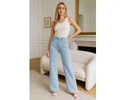 Wide leg jeans met geruite strass