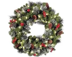 Verlichte kerstkrans denneappels 45cm