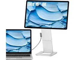 SOTSU® FlipAction Elite Moniteur portable 16 pouces 4K UHD - Moniteur portable pour ordinateur portable - Écran supplémentaire pour ordinateur portable - USB-C 65W & Mini HDMI - 100% DCI-P3 - 450 Nits - Aluminium - Argent (Zilver) - Écran portable