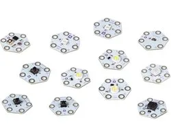 Whadda micro:bit uitbreidingsmodule, set, 12 stuks, zeshoekig design, compatibel met Arduino®, perfect voor creatieve DIY-projecten