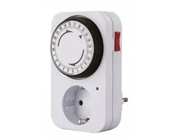 Perel 24-uurs timer, mechanisch, 230 V, 16 A, 3680 W, Duitse aarding type F, wit