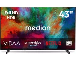 Téléviseur Full HD MEDION 108 cm (43 pouces) (smart TV, HDR, VIDAA Store, Netflix, Prime Video, Disney+, DAZN, Paramount+, HbbTV, PVR, Bluetooth, MD 843101)