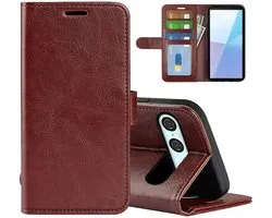 MobyDefend Hoesje - Geschikt voor Sony Xperia 10 VII - Wallet Book Case (Sluiting Achterkant) - Bruin