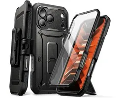 SUPCASE Hoesje Geschikt voor Apple iPhone 18 Pro Max / 17 Pro Max - Unicorn Beetle Pro Case met Ingebouwde Screenprotector - Beschermhoes met Holster en Kickstand Zwart