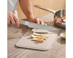 BergHOFF Home Elements Messenset 9-delig – Messenblok Sand met 5 Messen (Koksmes, Vleesmes, Santoku, Kartel- & Schilmes) & 3 Magnetische Kleurgecodeerde Snijplanken – PFAS-vrij & Vaatwasbestendig