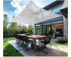Sunnydays Schaduwdoek / zonnescherm - rechthoek - camouflage structuur - wit - 3 x 4 meter - terras zonwering