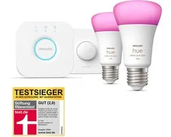 Philips Hue starterkit - White and Color Ambiance - 2 x 9W - E27 - 1100lm + Bridge & Smart Button
