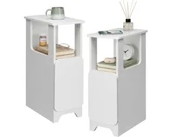 Afuly Set van 2 moderne nachtkastjes, slanke witte commode met lade, ruimtebesparende kastcombinatie voor de slaapkamer, tijdloos design met opbergruimte