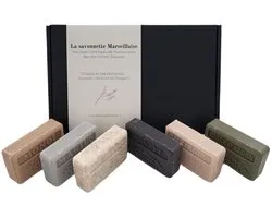 Soap bar cadeauset savon de marseille zeep Marius, Pavot, Huile d'argan, Lait de coco, fleur de coton, Monoi - vaderdag cadeau - mannencadeau - papadag - giftset - brievenbuscadeau mannen