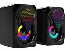 RAIDER 2.0 RGB PC Gaming Speaker Set - USB/3,5 mm - RGB LED-verlichting - Geschikt voor, PC, Console, Laptop - Zwart