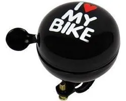 Dresco Fietsbel Dingdong I love my bike - Zwart - 60 mm