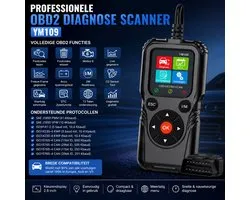Scanner de diagnostic OBD2 professionnel YM109 - Appareil de lecture automobile avec test de batterie, données en direct, I/M Readiness, lecture et effacement de codes, OBDII/EOBD CAN, 13 langues