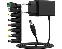 6V 1A Universal Power Adapter, DC Connector 5.5x2.1mm with 8 Tips, AC 100-240V Charger for Router, Camera, LED Bands - ShopVlot