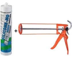 A20 Bouwmaterialen Den Braven - Combideal -Zwaluw - Silicone - NO- sanitair kit -koker 310ml - kleur wit + kitspuit metaal