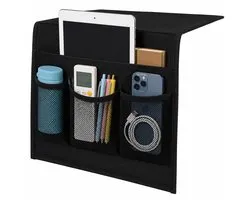 BOTC Bedside Pocket - Bed Organizer – Bank Organizer - Nachtkastje met opbergruimte - Classic 4 Pockets - Zwart