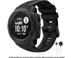 Zwart Siliconen sporthorlogebandje geschikt voor Garmin Instinct – black smartwatch strap - band