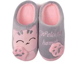 Velox Winter Pluche Slippers, Lucky Cat Patroon Herfst Indoor Home Memory Foam Zacht Dikker Warme Pluche Schoenen Slippers