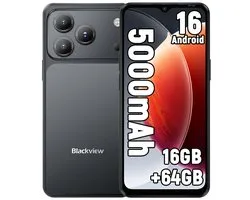 Blackview WAVE 7C Smartphone 4G - 16GB RAM - 64GB ROM - 6,56 inch - Android 16 Telefoon - 5000 mAh - Dual SIM - GPS - OTG - Zwart