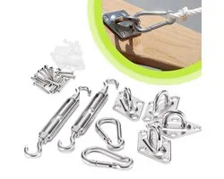 Kit de Fixation Voile d'ombrage - XIVADA - Kit d'accrochage toile de store Sunshade - Inox