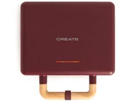 CREATE - Tosti-ijzer, grill en wafelijzer met verwisselbare platen - Bordeauxrood - Dubbel - STONE STUDIO