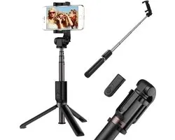 Selfie Stick Draadloos 3 in 1 Tripod voor iPhone 14 / 14 Pro / 14 Pro Max / iPhone 13 / 12 / 12 / 13 Pro / 12 / 13 Pro Max - Zwart