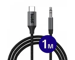 Buddi Flex - Aux naar USB-C Kabel - Audio Kabel met DAC Chip - Gevlochten Nylon - USB-C naar Aux - Jack naar USB-C - Geschikt voor o.a Samsung & iPhone (15 of nieuwer) - Auto - 1M -1 Meter - Zwart