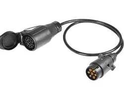 80 cm trailer adapter cable 7-pin plug to 13-pole socket, for 12 V systems for camping, caravan, caravan - ShopVlot