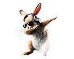 Grappig Dabbing Konijn Voor Dierenliefhebbers Sticker Maat S (max. 10 x 10cm)
