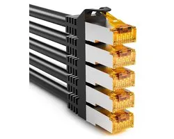 iwillink 5 x 3 m patchkabel CAT 7, LAN-kabel kort (10 Gbps, S/FTP PIMF afscherming, koper), compatibel met CAT7, CAT6a, CAT6 patchpaneel, DSL switch/router/modem - zwart