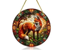 Hanging Window Deco in de Vorm van een Fox van Kleurig Glas, Decoratieve Kolibri Zonnvanger voor Ramen en Deuren, Perfect voor Thuis en Studio Decoratie