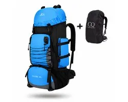 CarryQuest® 90L Tactical Backpack - Waterdichte Trekking Rugzak met MOLLE-Systeem, Compressieriemen & Rugventilatie - Licht Blauw
