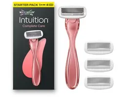Wilkinson Sword Intuition Complete Care Scheersysteem voor vrouwen, Hydro-Boost-serum, starterspakket, 1 scheersysteem en 4 navulmesjes