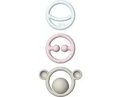 NIGI, NAGI & NOGI / SET Couleurs pastel, lot de 3 dents tactiles de différentes couleurs, en caoutchouc silicone, en boîte 12,5x2x25,8cm, 0+