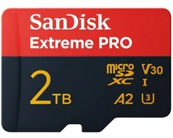 SanDisk microSDXC Extreme PRO 2 To (R200 Mo/s) + Adaptateur, 2 ans RescuePRO Deluxe