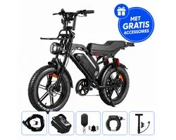 Ebikekopen.com Fatbike S20 Pro - Prêt à rouler - Freins hydrauliques - Modèle 2026/2027 - Antivol inclus - Support de téléphone - Système d'alarme - Porte-bagages avant - Repose-pieds - Avec accessoires - Vélo électrique - QmWheel