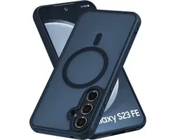 Casemania Coque pour Samsung Galaxy S23 FE - Blauw - Matte Armor Back Cover - Convient pour MagSafe