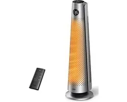 Chauffage d'appoint céramique Dreo DR-HSH008 2000 W – Chauffage électrique avec télécommande, oscillation à 120°, thermostat, 5 modes et 3 vitesses de ventilation – Silencieux (25 dB), économe en énergie et sûr – Argent
