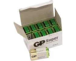 GP Batteries Super Alkaline 10x 9V, Batterie à usage unique, 9V, Alcaline, 9 V, 10 pièce(s), Or, Vert, Blanc