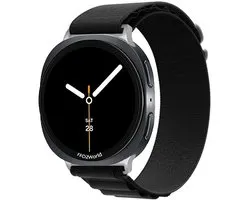 Bracelet FFO2World Alpine Loop en nylon - Compatible avec Samsung Galaxy Watch 8 (40/44 mm) / 8 Classic (46 mm) - Zwart - Bracelet de montre sportif avec fermeture à 6 crochets pour montre connectée Samsung