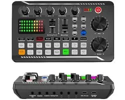 carmdering - Platine DJ - Ensemble de mixage DJ - Mélangeur DJ - Effets - 7 boutons, 2 faders, 16 effets, réduction du bruit DSP - 3 prises téléphoniques, compatible avec Android et Windows - Plug-and-play, idéal pour podcast et diffusion en direct