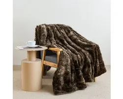 Blanket de luxe Slowwave ' Royal Snuggle' - Couverture/plaid élégant et ultra-doux - Combinaison ultime de fausse fourrure (un côté) et de sherpa (autre côté) - Haute qualité et facile à laver - Attire le regard dans n'importe quel intérieur