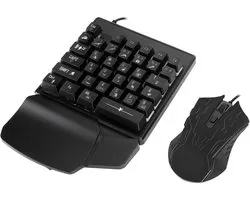 Gaming Toetsenbord Muis Set - Compacte Gaming Gear - Intensief Gamers Gebruik - Ergonomische Polssteun - 35 Toetsen - Zwart