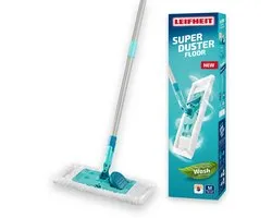 Leifheit Super Duster Aspirateur de Sol - 33 cm - Kit de démarrage avec serpillière et chiffon à poussière - 100 fois lavable