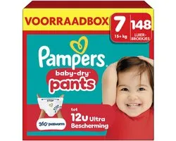 Pampers Baby-Dry Pants Taille 7 - 148 Couches-Culottes - 15kg + - Pack 1 Mois