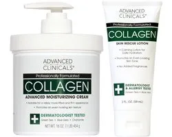Advanced Clinicals Collagen Body Lotion & Face Moisturizer – Crème pour le corps & Crème visage au collagène + Format voyage