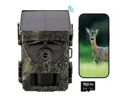 Siltcon® Wildcamera met Zonnepaneel Oplaadbaar - 8K Ultra HD & 60MP - Wildcamera met Nachtzicht en WiFi - No-Glow - Wildcamera Voor Buiten - Nachtzicht - 128GB SD - Tripod - 5200 mAh batterij - 2026 model