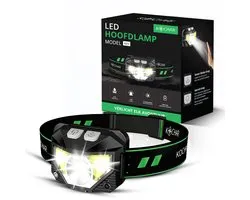 Kochar Hoofdlamp LED oplaadbaar - Hoofdlamp met bewegingssensor - 1000 Lumen - 1500 mAh oplaadbare batterij - IPX5 Waterdicht - Koplamp met wit & rood licht