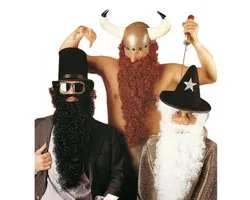 Barbe avec moustache - noir - longue barbe - gnome/magicien - Carnaval - Fêtes costumées et à thème