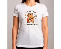Rock On Capybara Never Dee - T Shirt - FunnyVibes - LOL - Cute - TeGrappig - TeGrappig - BabyCute - SoCute - ZoLief - Schattig - LiefMoment