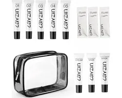 LAYZIN Explore Travel Set – Complete Mini Skincare Routine – 12-delige Set met 8 Serums, 2 Overnight Masks, SPF30 Dagcrème & Collageen – Hydratatie, Anti-Aging, Gevoelige Huid – Voor Alle Huidtypen & Reizen